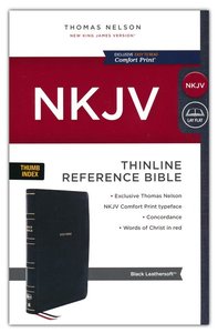 NKJV thinline reference bible index black leatherlook