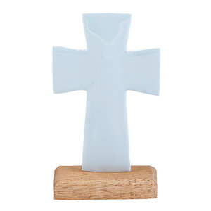 Enamel cross blue small