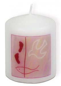 Christening candle dove 6cm pink
