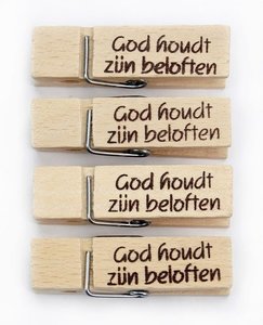 Houten knijper God houdt zijn belofte