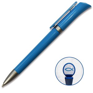 Kugelschreiber Ichthus Logo blau