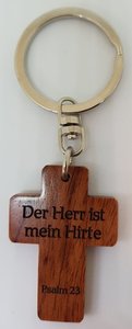 Keyring cross wooden der Herr ist mein Hirte