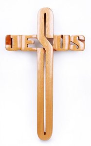 Kruis blank hout Jezus 25cm