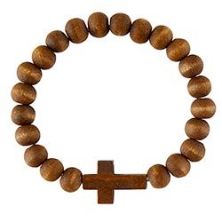Wood bracelet cross dark brown