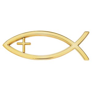 Auto Emblem Gold Ichtus/Kreuz 13cm