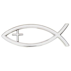 Auto Emblem Silber Ichtus/cross 13cm