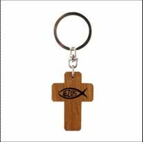 Keyring wooden cross vis Jezus