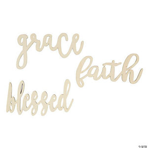 DIY unfinished cutout words blessed faith grace