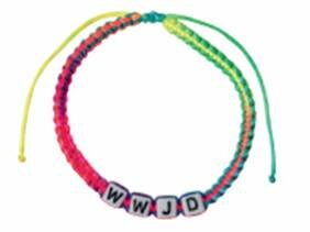 Armband blokjes WWJD koord regenboog