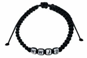  Armband Würfel WWJD Kordel Swarz