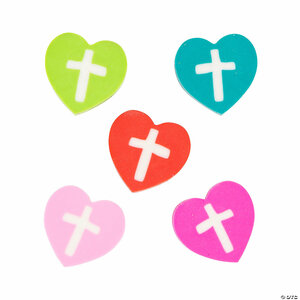 Mini erasers heart/cross (10)