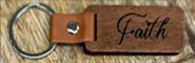  Keychain wood/leather Faith