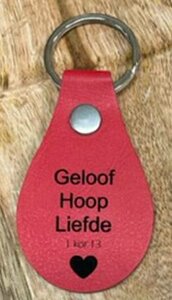 Sleutelhanger kunstleer rood geloof hoop liefde