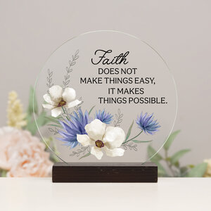 Decoratie round sitter Faith makes things possible