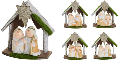 Kerststal met 3 figuren natuur