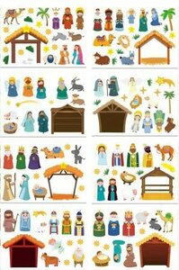Stickervel kerststal assortie