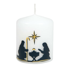 Stompkaarsje kersttafereel zwart/goud