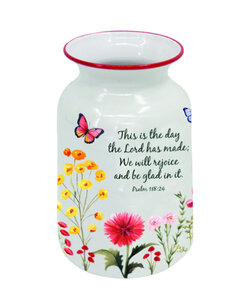 Metal Vase This is the day the Lord has made 