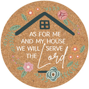 Cork coaster set (4) in Holder Serve the Lord