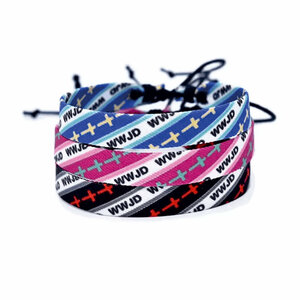 Stoffen armband WWJD blauw