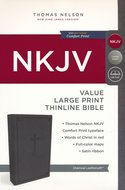 NKJV large print thinline bible black leatherlook