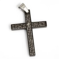 Pendant cross Our Father black