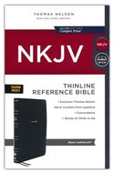 NKJV thinline reference bible index black leatherlook