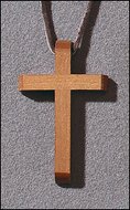 Kette mit Anhänger grosses Holzkreuz mit Lederschnur