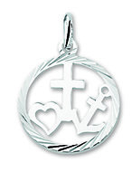 Silver pendant circle faith hope love