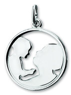 Silver pendant mother with child