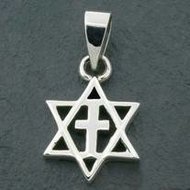 Silver pendant star of david/cross 17x17mm