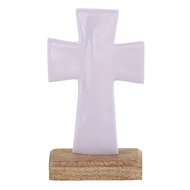 Enamel cross lavendar small