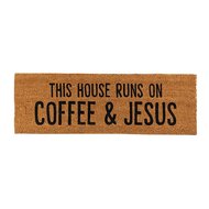 Doormat this house runs on coffee & Jesus