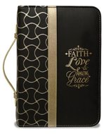 Bibelhülle large Schwarz/Gold faith love