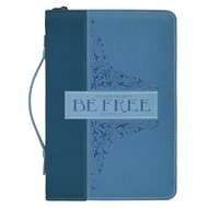 Bijbelhoes medium Blauw be free