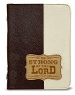 Biblecover medium navy/brown be strong