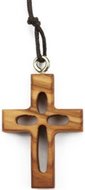 Pendant cross hout on cord