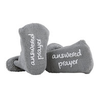 Baby socks answered prayer grey