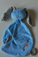 Cuddle cloth rabbit blue God zorgt/regenboog