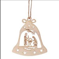 Kerst houten ornament holy family in bell
