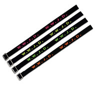 Armband geweven WWJD zwart/neon geel