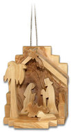 Ornament wood manger 7x8cm olivewood