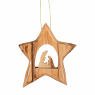 Ornament wood manger in star