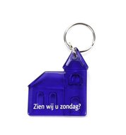 Sleutelhanger kerk paars zien wij u zondag 