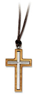 Pendant cross on olivewood silver 70cm