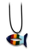 Necklace fish soapstone rainbow