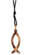 Necklace fish olivewood on cord