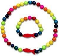 Ketting/Armband set hout vis regenboogkleuren