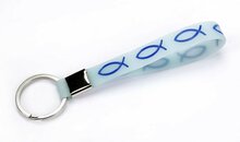 keyring silicon fish blue