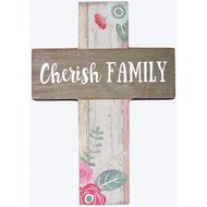 Mini wand kruis cherish family 12,7x8,9x2,5cm